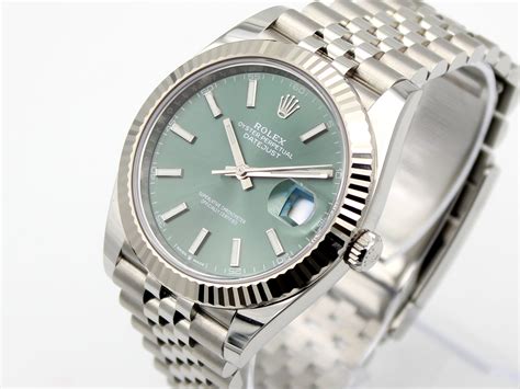 mens stainless steel rolex watches|rolex 41mm date just mint dial.